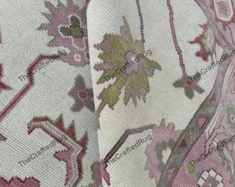 Rosa Grüner Teppich mit Blumenmuster Traditioneller Orientteppich für Wohnzimmer Eleganter Botanischer Teppich Schlafzimmer Bodenteppich Neutraler Luxus 230x300