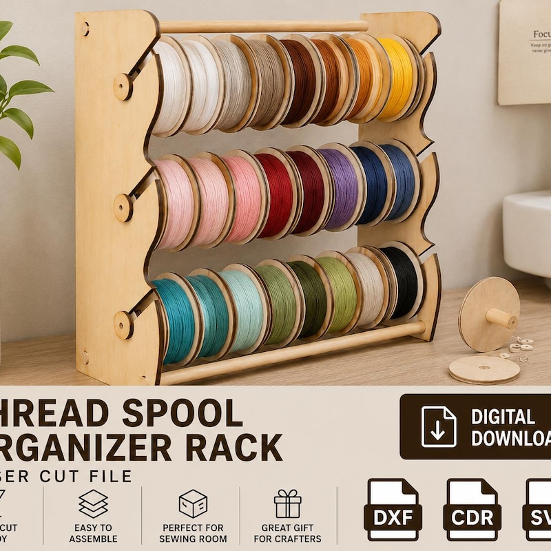 Sewing Thread Spool Rack Wooden Sewing Spool Rack - Etsy
