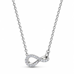 Diamond Necklace, Rose Gold Infinity Pendant Necklace, Dainty Minimalist Jewelry, Symbol of Love and Forever, Anniversary Gift for Her