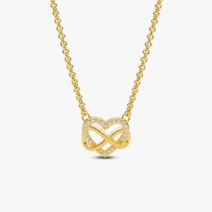Collier infini en or avec diamants, pendentif délicat « Amour éternel », bijou minimaliste pour tous les jours, cadeau d'anniversaire pour elle, collier élégant.