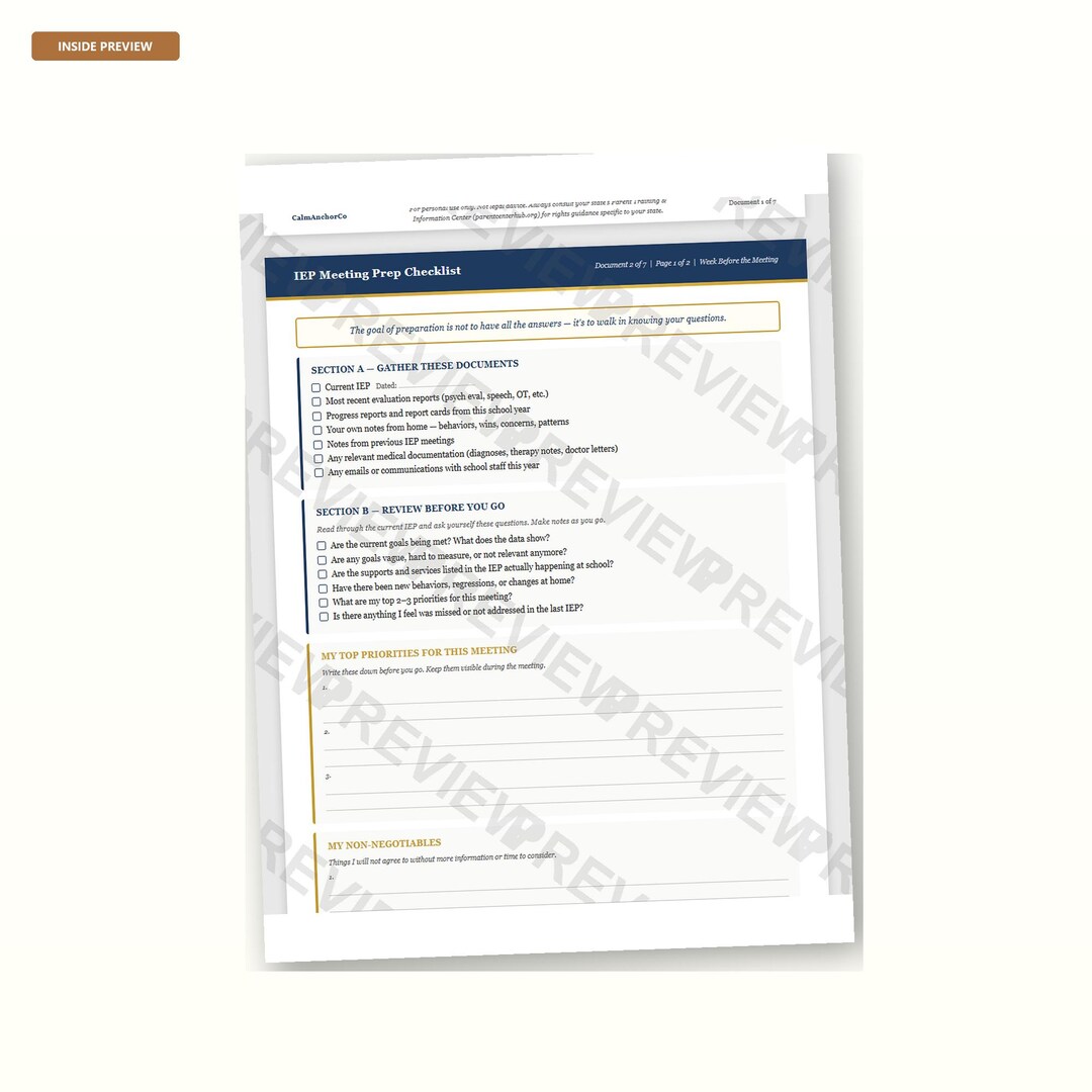IEP Meeting Binder Printable - Parent Documentation Kit Special ...