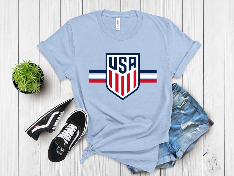 USA Soccer Shield Graphic Tee, Patriotic American Football Fan Shirt, USMNT Crest Apparel, United States Soccer Team Gift image 3