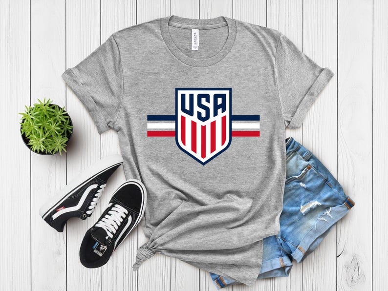 USA Soccer Shield Graphic Tee, Patriotic American Football Fan Shirt, USMNT Crest Apparel, United States Soccer Team Gift image 6