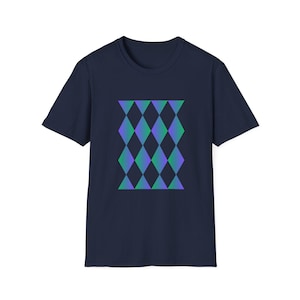 -shirt géométrique à motif de losanges Arlequin | bleu sarcelle à losanges