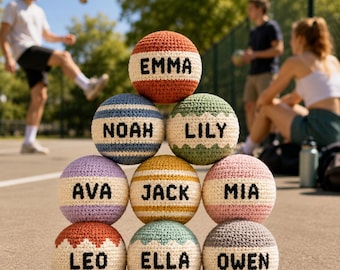 Personalisierter häkeln Hacky Sack, individuell gestrickter Footbag, handgemachtes Kick Ball Geschenk für Kinder Jugendliche Erwachsene, ADHD Fidget Spielzeug