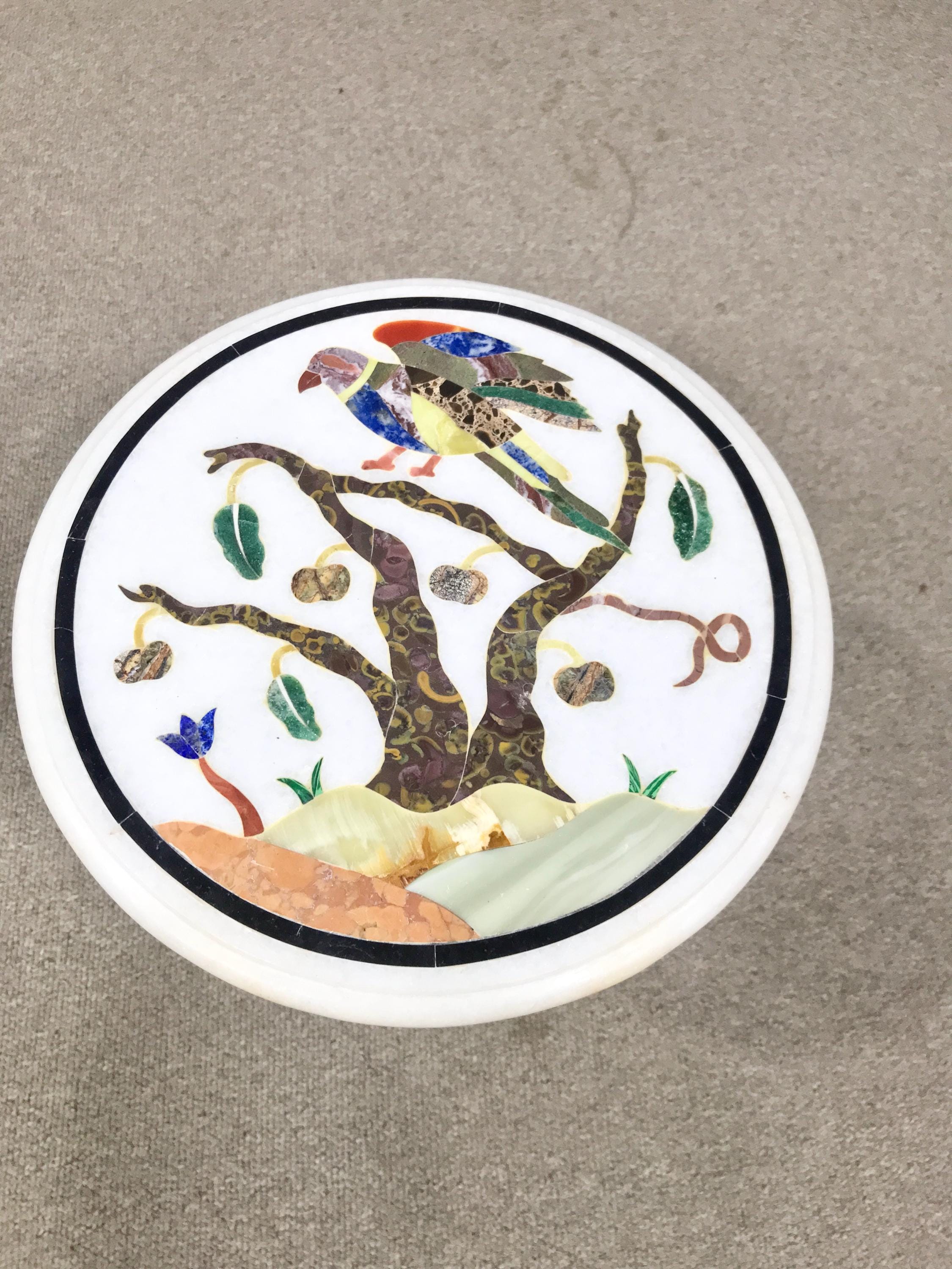 Handmade pietra dura marble inlay table by Decor Crafter