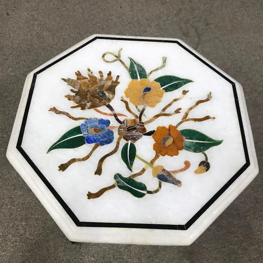 Octagonal marble inlay table variation