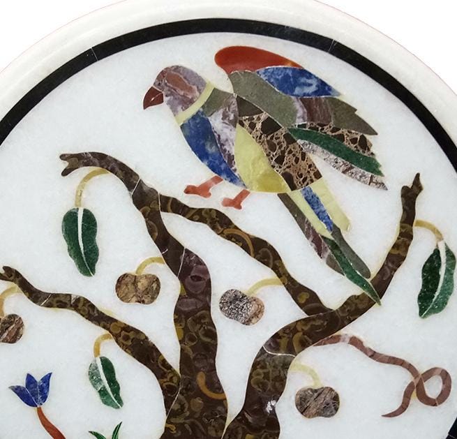 Marble inlay side table product detail
