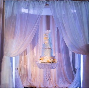 Suspended cake Swing  mirror top - gold or  silver Faux Crystal chandelier style drape by Crystal wedding uk