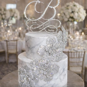 Silver Rhinestone Flower Cake Decoration  Wedding Cake Embellishment Engagement cake brooch