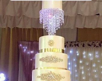 Crystal cake sepearator, diamante cake stand, chandelier wedding cake stand, faux-glass crystal plus led fairy lights by Crystal wedding uk