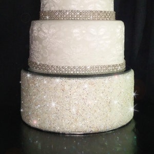 Crystal Diamante ENCRUSTED resin crystal wedding cake stand - round or square by Crystal wedding uk