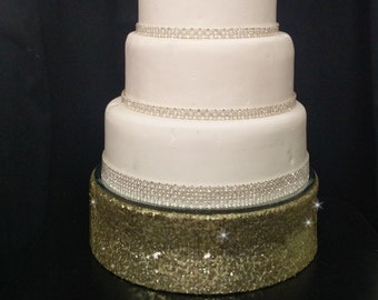 Sequin wedding cake stand  round or square by Crystal wedding uk