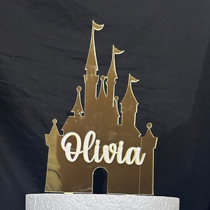 Castle Cake topper -mirror acrylic - FAIRYTALE CASTLE design, Cake decoration by Crystal wedding uk