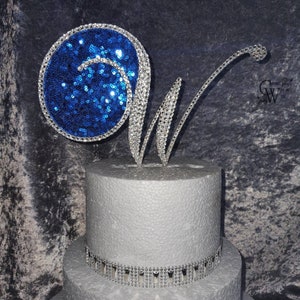 Crystal Letter 6" monogram rhinestone, Cake Topper decor, Swarovski elements & sequin cake topper letters decorations.