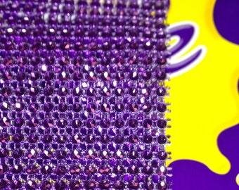 Cadbury purple Rhinestone ribbon, Diamond Mesh, Diamante Bling, Crystal trim 1 METER cake trim. by Crystal wedding uk