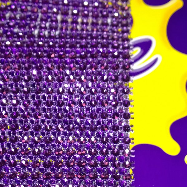 Ruban strass violet Cadbury, Diamond Mesh, Diamante Bling, Crystal trim 1 METER cake trim. par Crystal Wedding Royaume-Uni