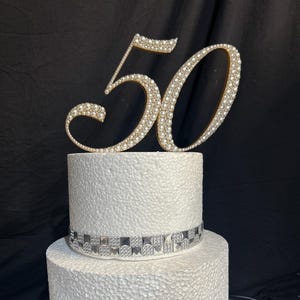 Pearl Number Cake Topper: Rhinestone Jewel, Wedding or Birthday