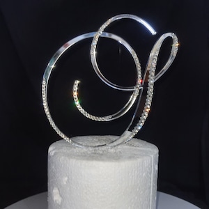 A to Z Crystal mirror Letter 8" monogram linitials rhinestone Cake Topper decor, Wedding rhinestone cake topper jewel letters decorations.