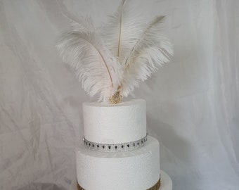 Feather cake topper 1920's rhinestone cake decor Great Gatsby 1920's Ostrich feather cake topper. by Crystal wedding uk