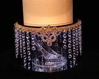 Glass  shoe slipper wedding  cake stand by Crystal wedding uk