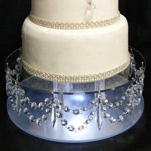 Cake stand Chandelier drape design base with lights - for WEDDING CAKE many sizes by Crystal wedding uk