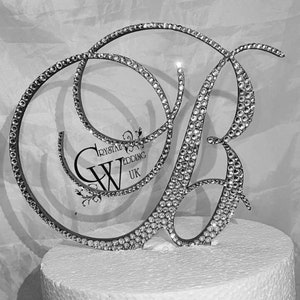 Swarovski elements Crystal Letter 8" monogram lnitial, EXTRA LARGE rhinestone Cake Topper decor, Wedding  cake topper decorations.