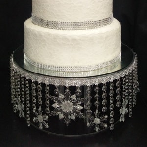 Snowflake Cake Stand Crystal effect or glass beads cake stand for a Winter wedding by Crystal wedding uk image 1