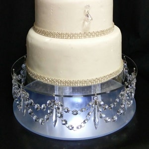 Cake stand Chandelier drape design base  with lights -  for WEDDING CAKE many sizes by Crystal wedding uk