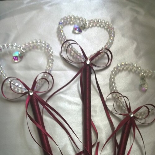 Heart Wedding Flower Girl Wand With Flowers Etsy UK