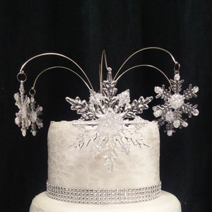 Snowflake Cake Stand Crystal effect or glass beads cake stand for a Winter wedding by Crystal wedding uk image 5