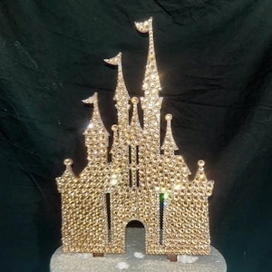 Golden Castle Cake topper - Swarovski crystal elements  - FAIRYTALE CASTLE design, Cake decoration by Crystal wedding uk
