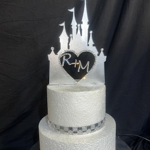 Castle Cake topper   - FAIRYTALE CASTLE design, Acrylic Cake decoration by Crystal wedding uk