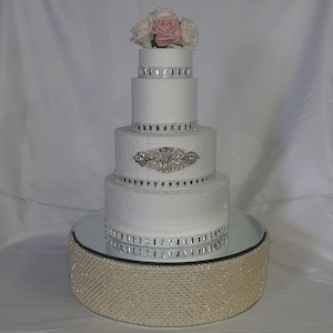 Wedding cake stand , Crystal & Pearl cake stage. - round or square all sizes in white or ivory by Crystal wedding uk