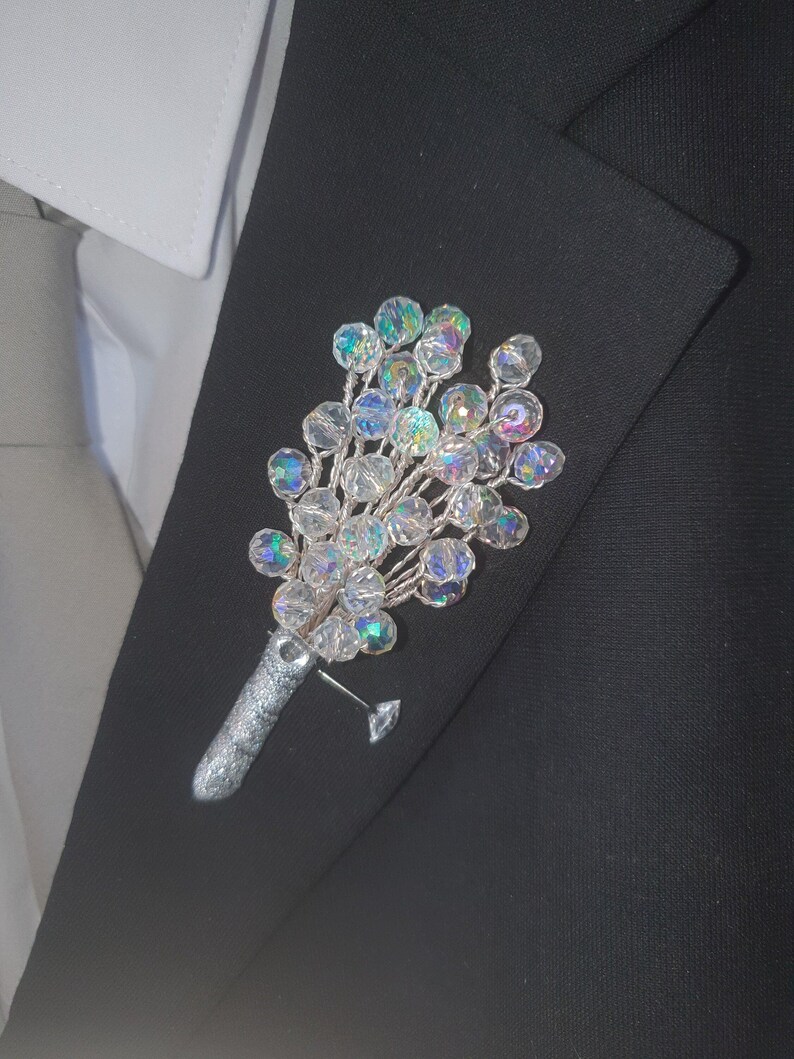 Clear Crystal bouquet, Brides wire bead jewel bouquet. rose gold. silver or Gold by Crystal wedding uk