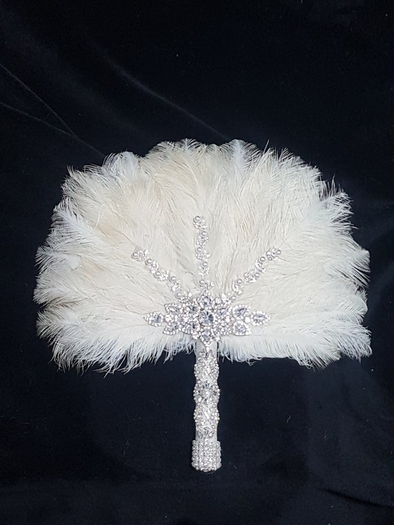 Ivory Ostrich feather bouquet Feather Fan wedding bouquet