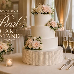 Pearl Cake Stand, Ivory Wedding Cake Stand, Luxury Cake Display,  4" Tall, 10 12 14 16 Inch Round Cake Base, Elegant Wedding Decor
