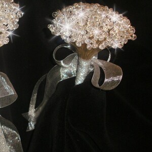 Clear Crystal bouquet, Brides wire bead jewel bouquet. rose gold. silver or Gold by Crystal wedding uk