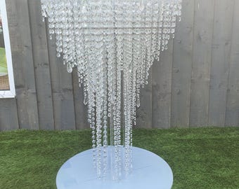 Crystal wedding cake table. cake stand, chandelier style Table - 80cm TALL FLOOR STANDING sizes with Led by Crystal wedding uk