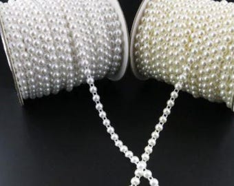1 meter Pearl chain ribbon banding string cake ribbon trim & for crafts by Crystal wedding uk