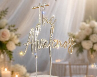 Mr & Mrs Tortenaufsatz Hochzeit – Mit Strass-Kristallen Und Monogramm, Blingy Topper Für Torte