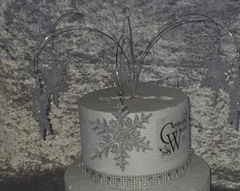 Snowflake Cake topper  with AB crystal centres