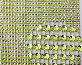 LIME Rhinestone ribbon, Diamond Mesh, Diamante Bling, Crystal trim 1 METER cake trim. by Crystal wedding uk