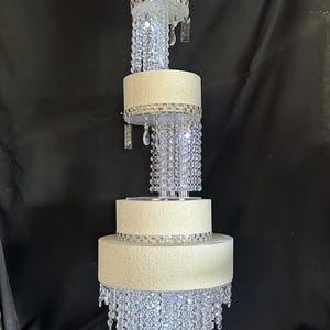 Cake stand Chandelier cake stand  set 3 pieces [ crystal cake stand [ wedding cake stand + LED lights by Crystal wedding uk