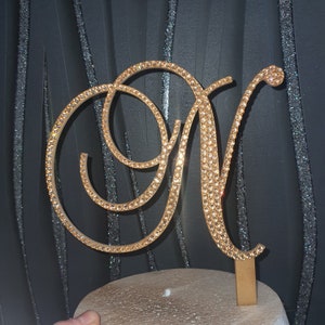 Crystal Letter Cake Topper: Gold Rhinestone Monogram Initial
