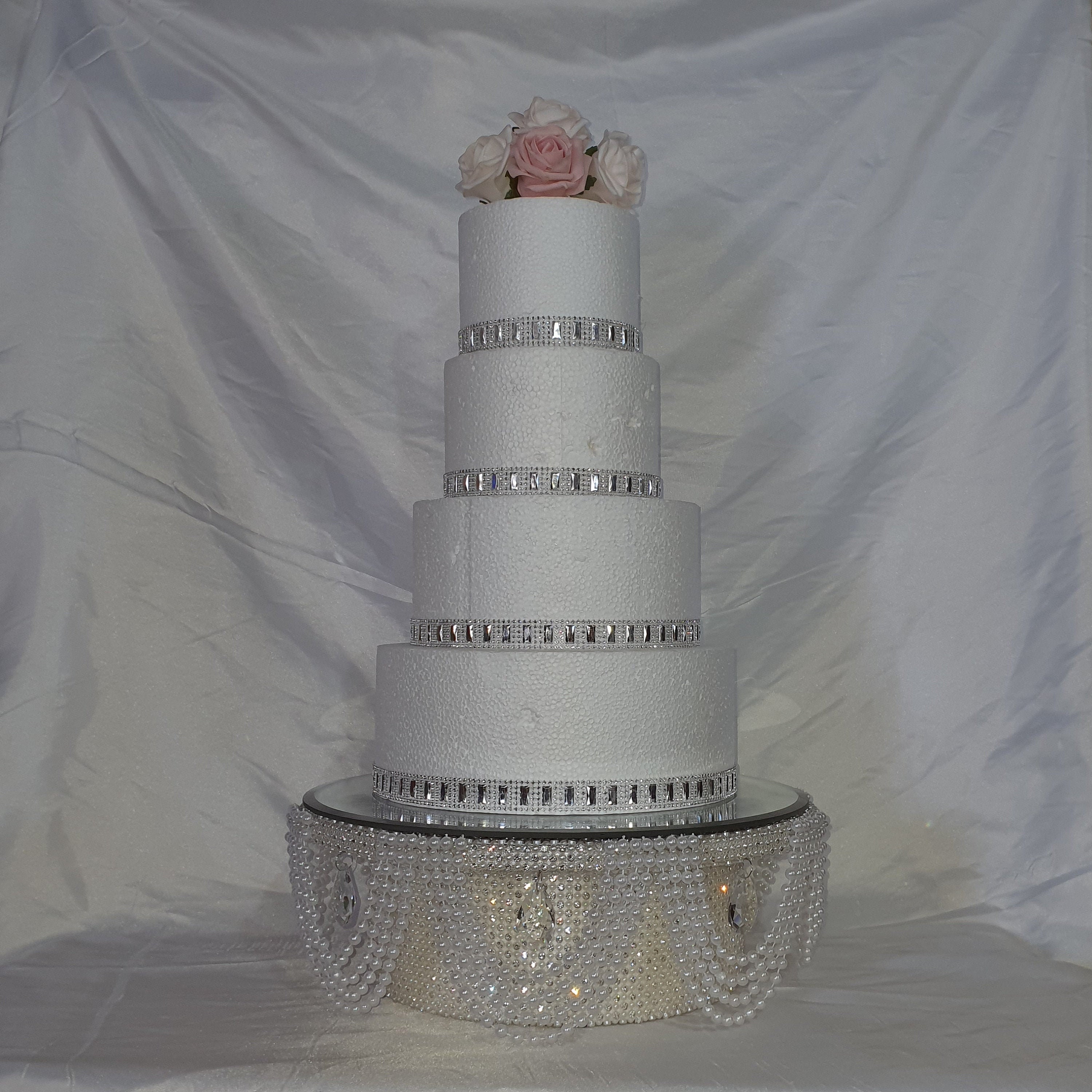 Pearl and Crystal Droplet Cake Stand Wedding Cake Stand Round or Square by Crystal Wedding Uk Etsy Canada