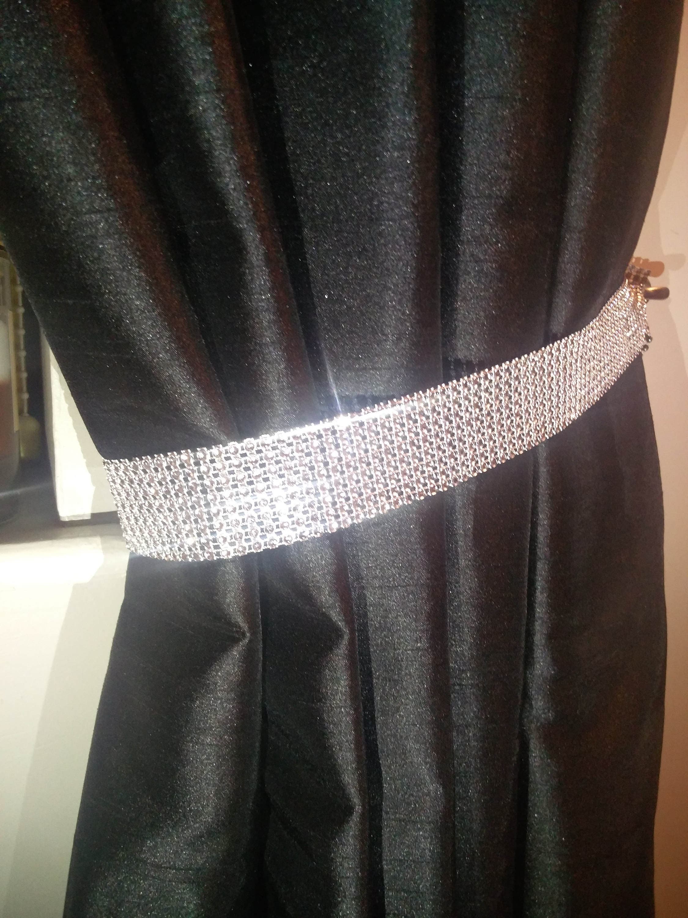 Luxurious Pair Of Sparkle Diamante Tie Back Curtain Bling Voiles Holdbacks 60cm 
