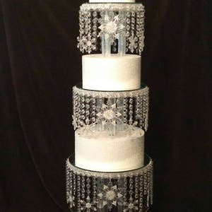 Snowflake Cake Stand Crystal effect or glass beads cake stand for a Winter wedding by Crystal wedding uk image 3