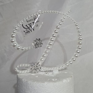 Pearl Initial Cake Topper: 4" Monogram Letter, Wedding Decor