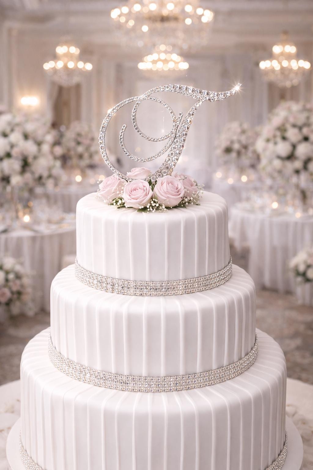 Swarovski Crystal Monogram Wedding Cake Topper, Rhinestone Initial